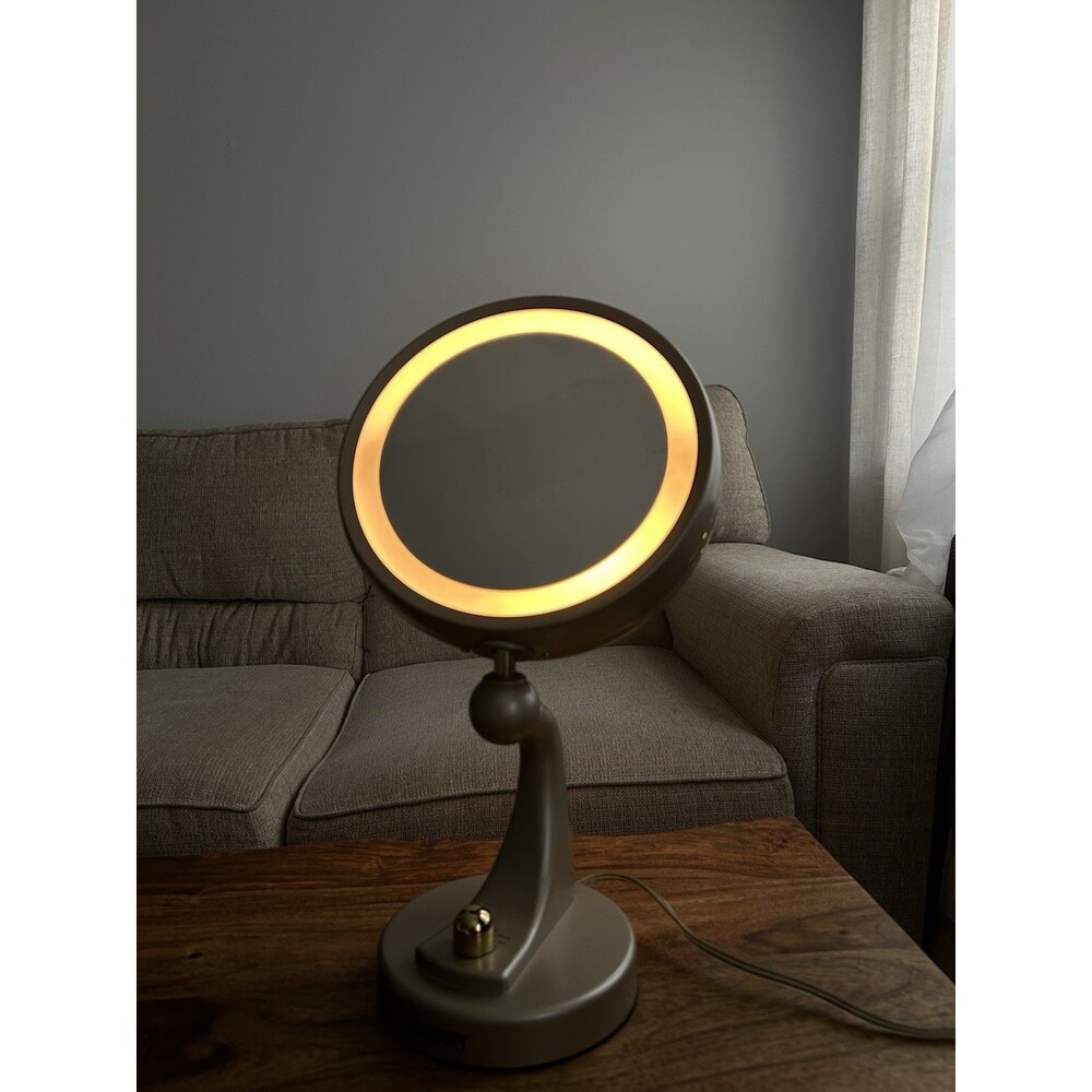 Rare Vintage CONAIR Mid Century Art Deco 2 Sided Lighted Make Up Vanity Mirror